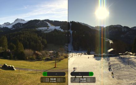 Photo des pistes de ski des Paccots en décembre 2023 et 2024.