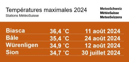 Températures les plus élevées de l'année 