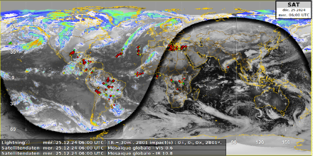 Image satellite composite, montrant les différents phénomènes météorologiques en cours dans le monde!