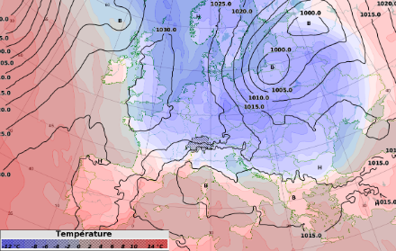 Figure 5 : comme la Figure 1, mais pour samedi à 12 UTC. 