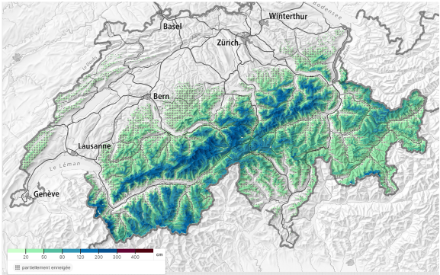 Hauteur de neige au 19 janvier 2025 à 06h. Source : SLF