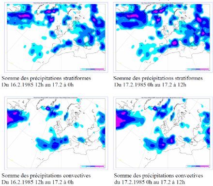 Champs de précipitations en 12h prévues par le modèle du Centre européen de prévision. 
