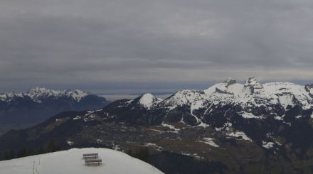 Photo de la vue sur Leysin depuis le Petit-Chamossaire (VD) le lundi 24 février 2024.