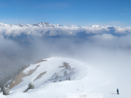 Vue depuis la webcam de Savoleyres, dimanche 30 mars 2025, 11h30