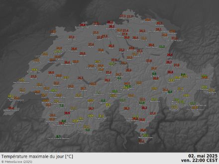 Température maximale relevée vendredi 2 mai 2025