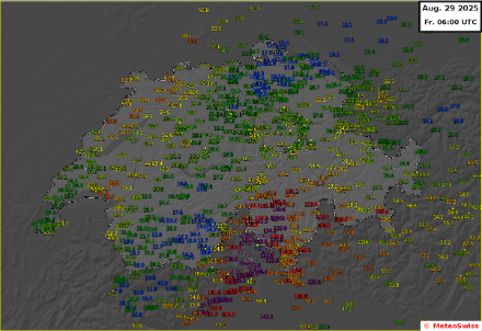 Figure 2 : Cumul des précipitations sur 48 heures entre mercredi 8 h et vendredi 8 h locales