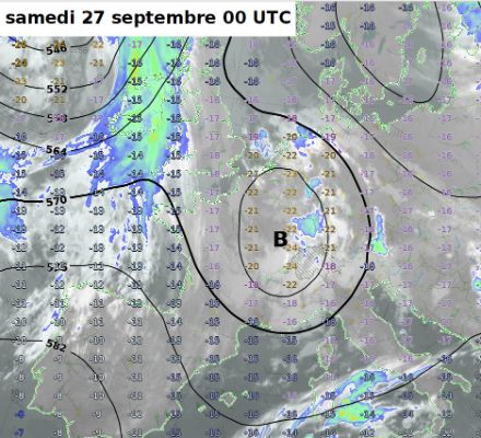 Goutte froide sur l'Europe centrale et la Suisse.