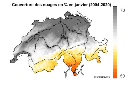 Couverture nuageuse en janvier et juillet