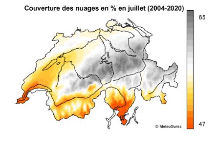 Couverture nuageuse en janvier et juillet