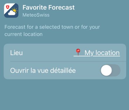Menu widget d'application