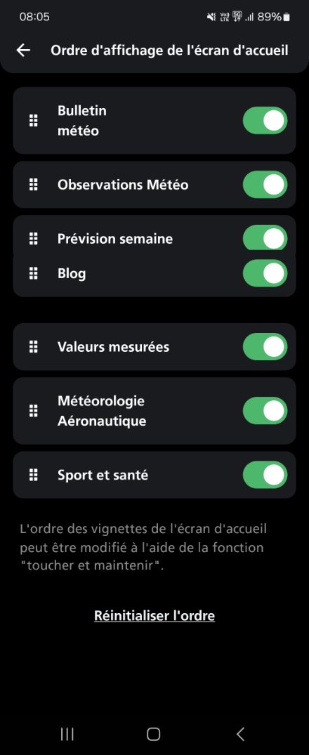 Comment supprimer des rubriques ou en modifier la disposition sur l'écran d'accueil ?