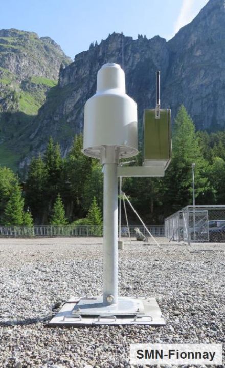 Pluviométrie automatique à la station de mesure de Fionnay en Valais.