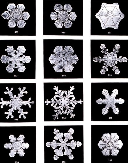  	Cristaux de glace et flocons de neige.