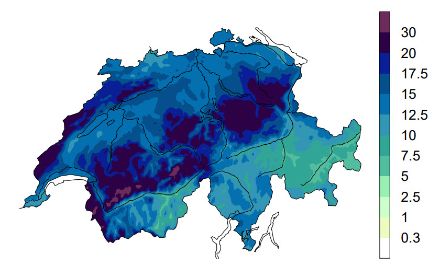 Carte des cumuls de précipitations pour les situations cycloniques d’ouest actives.