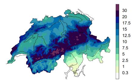 Carte des cumuls de précipitations pour les situations cycloniques de nord-ouest actives.