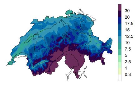 Carte des cumuls de précipitations pour les situations cycloniques de sud actives.