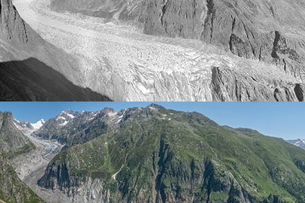 Vue du glacier de Fiesch depuis Märjelenalp (image swisstopo et VAW / ETH Zurich