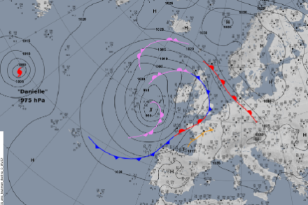 Le cyclone extra-tropical "Danielle" sur l'Atlantique nord le 5 septembre à 00UTC. Source : DWD