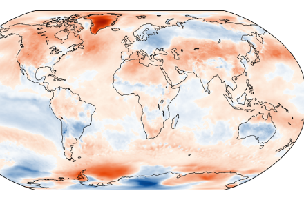 Figure 1. Distribution mondiale de la température en septembre 2022. L’écart (en °C) à la norme 1991-2020 est représenté. Source : Copernicus