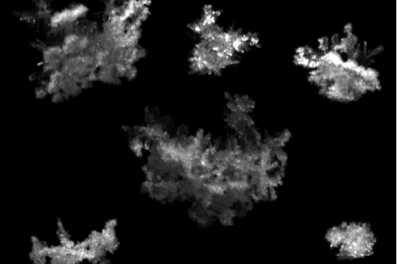 Photographies de flocons de neige prises entre février et mars 2018 à Pyeongchang, Corée du Sud.