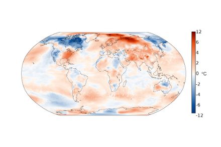 Carte mondiale de la température en février 2023.