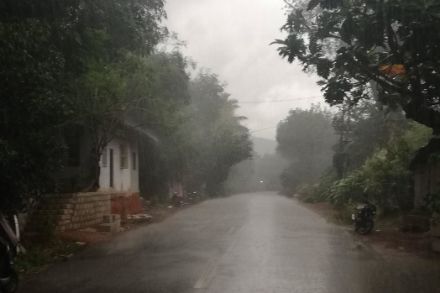 Photo d'une averse durant la mousson dans l'état du Tamil Nadu.