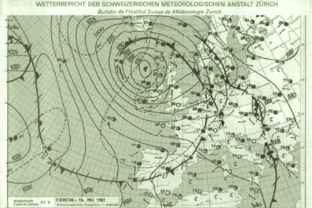 Carte de pression au niveau de la mer du 10 mai 1983.