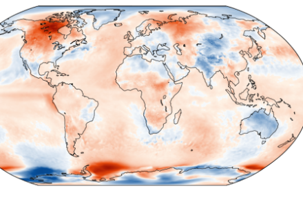 Figure 1. Distribution mondiale de la température en mai 2023. L’écart (en °C) à la norme 1991-2020 est représenté. Source : Copernicus