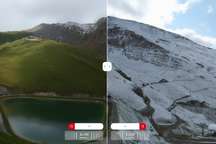 Avant/après : 15h séparent ces 2 images de la Webcam de Torrent (VS), prises dimanche 6 en soirée et lundi 7 août au petit matin. Photos : webcam Roundshot Torrent @MétéoSuisse
