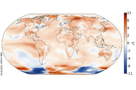Carte mondiale de la température en août 2023.