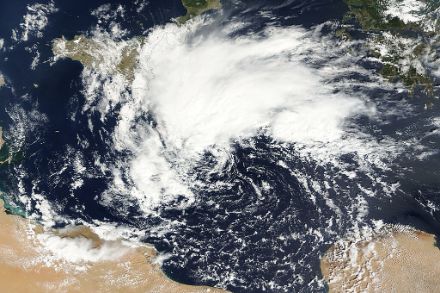 Image satellite de la dépression Daniel le 8 septembre 2023 (Source : NASA)