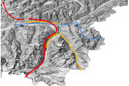 La stratification du foehn dans le Haut-Valais. Source : MétéoSuisse
