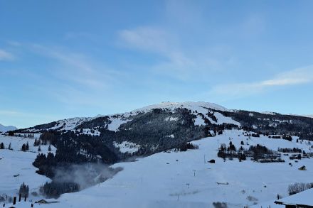 Couverture neigeuse dans les Grisons à Savognin ce matin. 