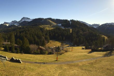 Image des pistes de ski sans neige aux Paccots.