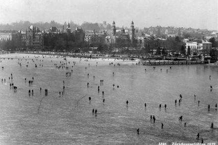 Le lac de Zurich gelé (Photo: Werner Stauffer, février 1929)