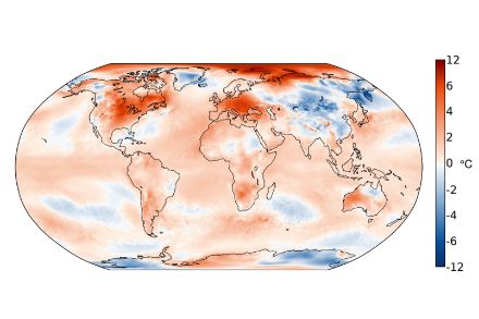 Carte mondiale des anomalies de température en février 2024.