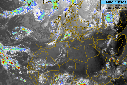 Image satellite infrarouge du vendredi 25 octobre à 07 UTC. Source : NinJo@MétéoSuisse