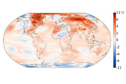 Carte mondiale de la distribution de la température en novembre 2024.