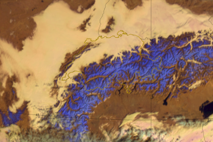 Image satellite du 2 février à 10 UTC. Source : NinJo et Eumetsat @ MétéoSuisse