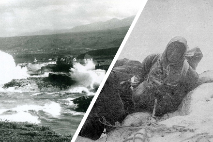 Tempête en bord de mer et tempête en haute montagne. Photos : quelque part sur la côte cantabrique, et sur les flancs du Mont Blanc, juillet 1961